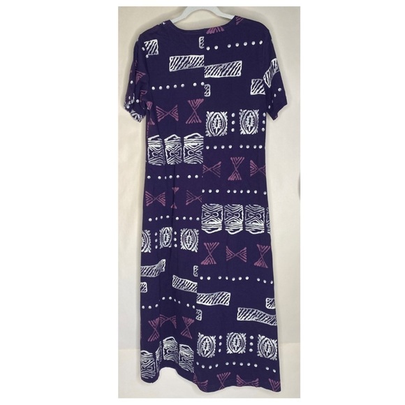 Vintage Copa Cabana Women's Maxi Dress Purple Geometric Print Cotton Sz Med/Lg - Picture 2 of 5